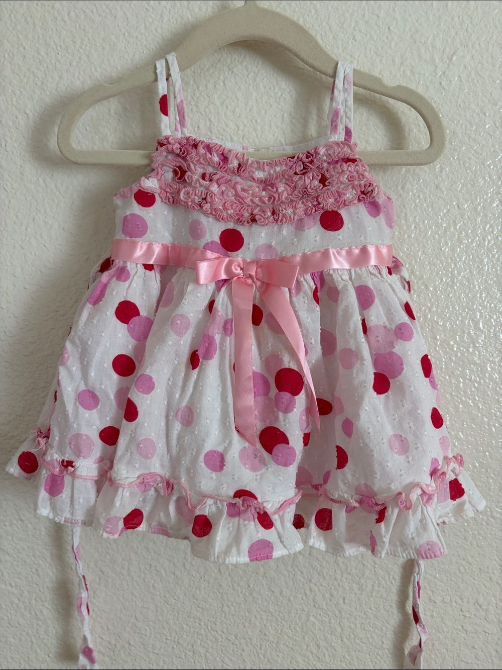 Polka Dot Pink and Red Dress 6-9 months baby girl